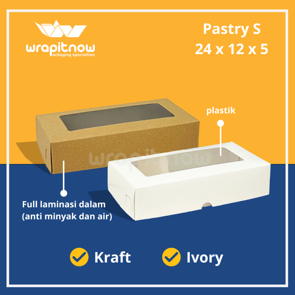 

Dus Kraft Ivory 24x12x5 Laminasi Dus Pastry Martabak Bolen Bronis Sate Risol Mayo Pastel Zuppa Soup