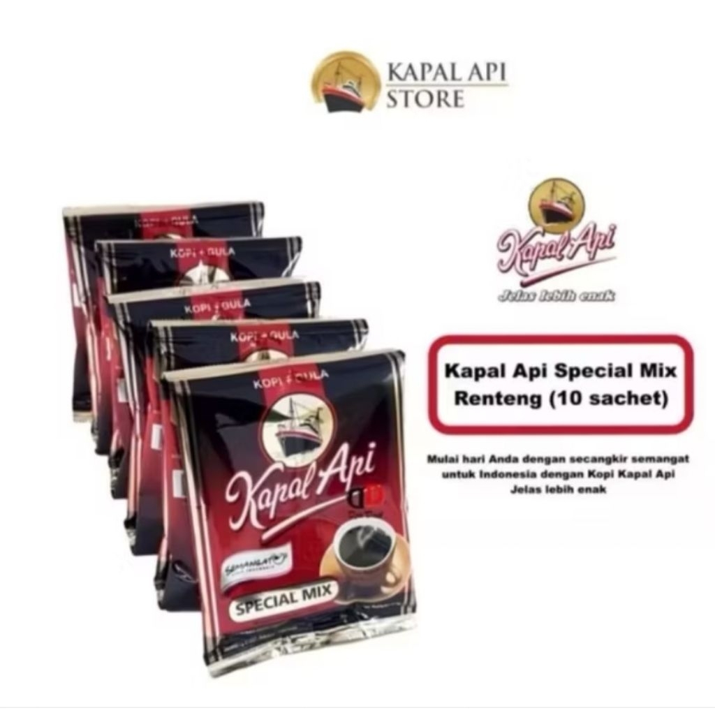 

Kapal Api spesial mix plus gula 23gr renceng/ecer 10pcs
