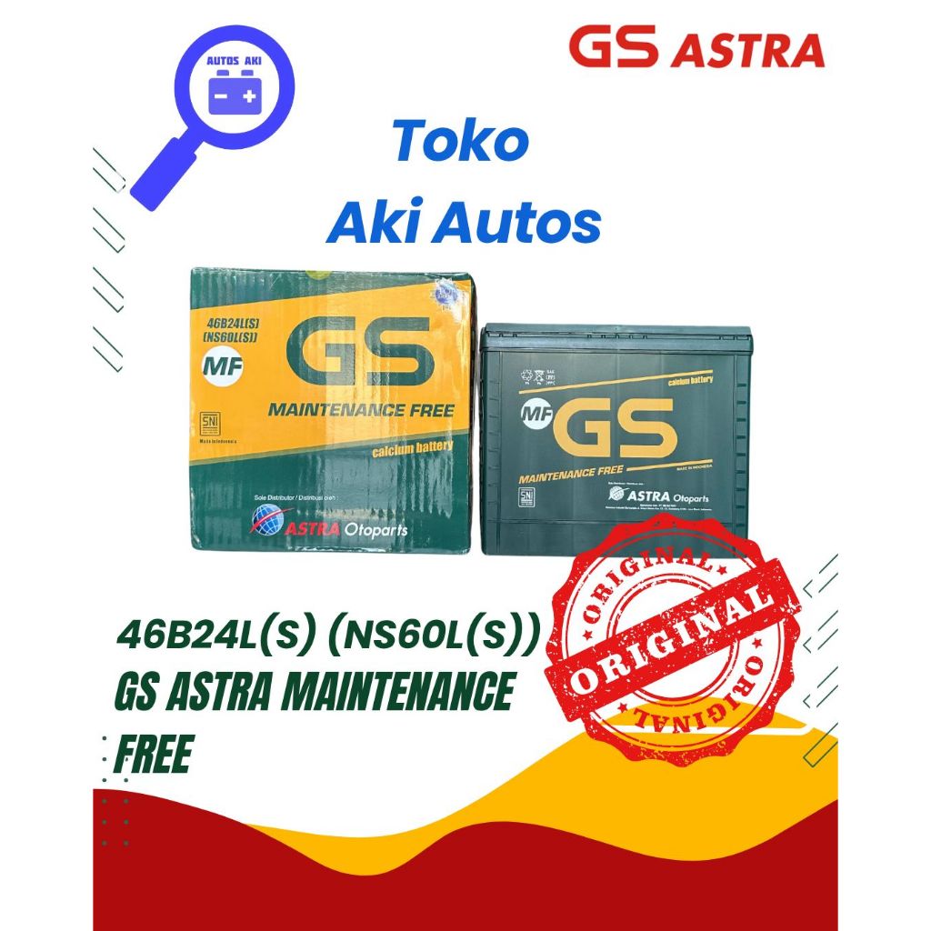 Aki Gs Astra Maintenance Free 46B24L(S) (NS60L(S)) 12V / 45Ah