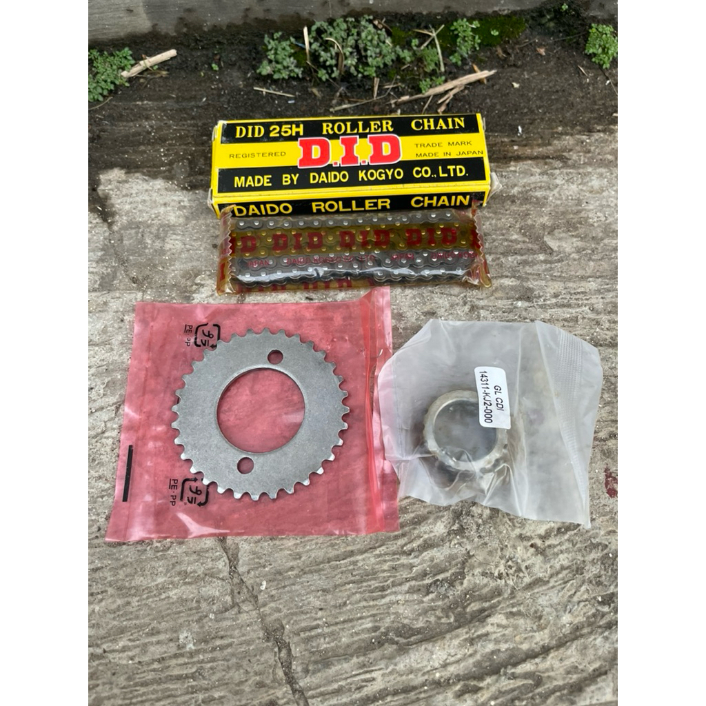 Rantai kamprat series DID 25H 100L set gigi timing atas bawah pnp tiger gl megapro