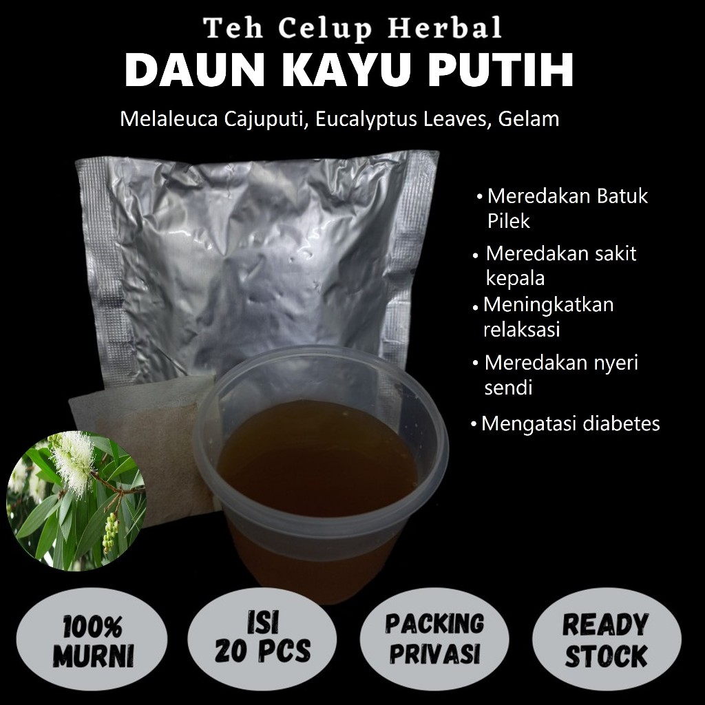 

Teh Celup Herbal DAUN KAYU PUTIH Mengatasi Diabetes Sakit Kepala Batuk Pilek Nyeri Sendi Relaksasi