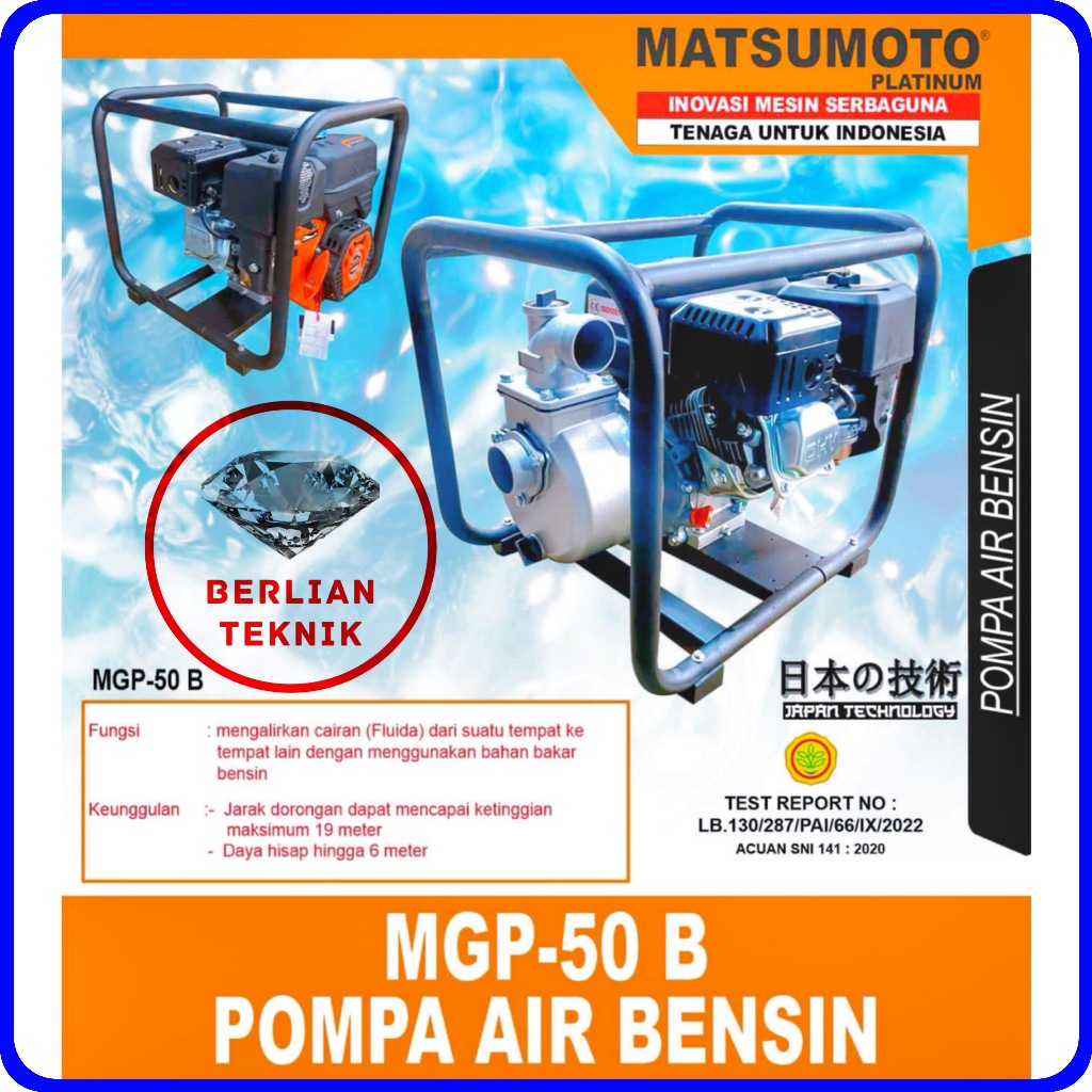 Mesin Pompa Air Bensin Gasoline Water Pump Matsumoto MGP 50 B / 2" Inch