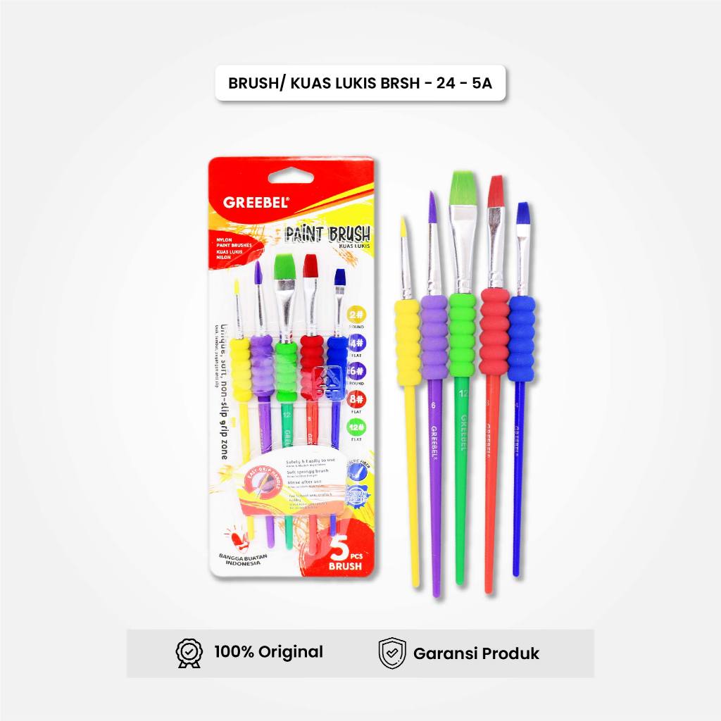 

GREEBEL Kuas Lukis Paint Brush Set BRSH-24-5A (5PCS) Kuas Lukis Cat Minyak Kuas Lukis Cat Akrilik