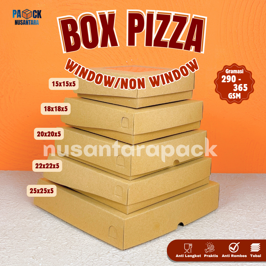 

Box Pizza Polos Window Kraft Coklat Kotak Makanan Kue Donat Brownies Hampers 15 18 20 22 25 cm