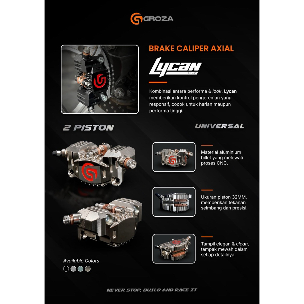 GROZA - KALIPER GROZA LYCAN 2 PISTON AXIAL