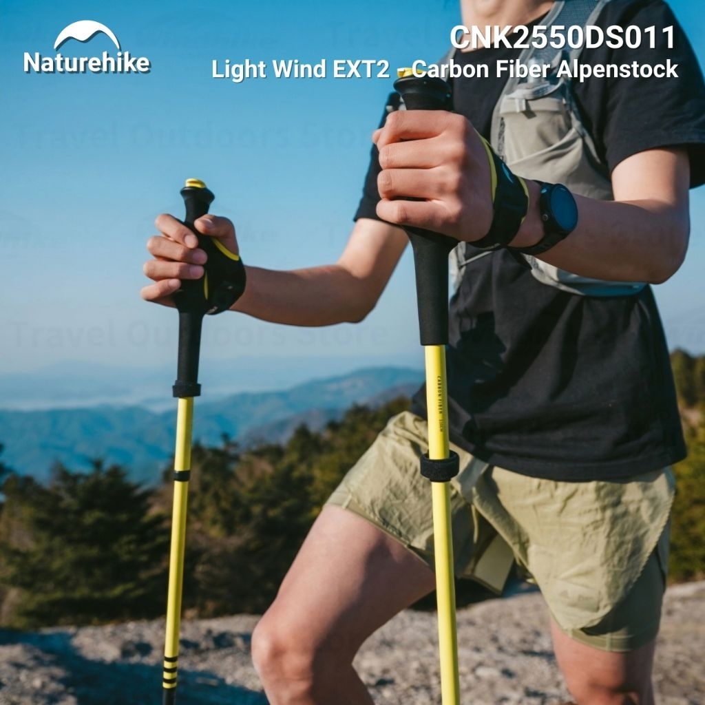 TREKKING POLE LIPAT AIR TREK EXT2 CARBON FIBER NATUREHIKE CNK2550DS011 LIGHTWEIGHT EXT2 CARBON FIBER