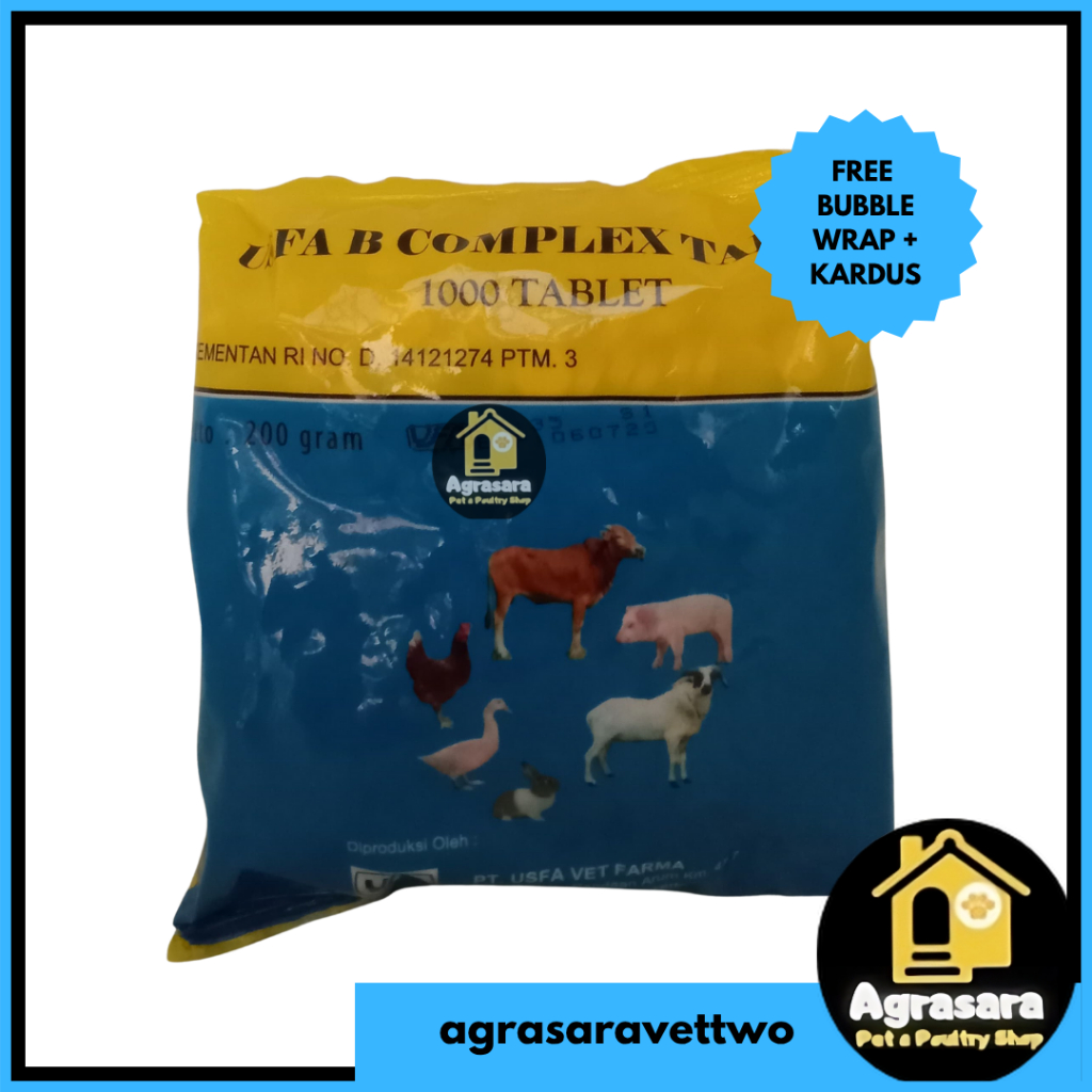 Vitamin B Komplex/ B Complex 1000 Tablet USFA Vitamin B Komplex Tablet Ayam Sapi Kambing Kelinci
