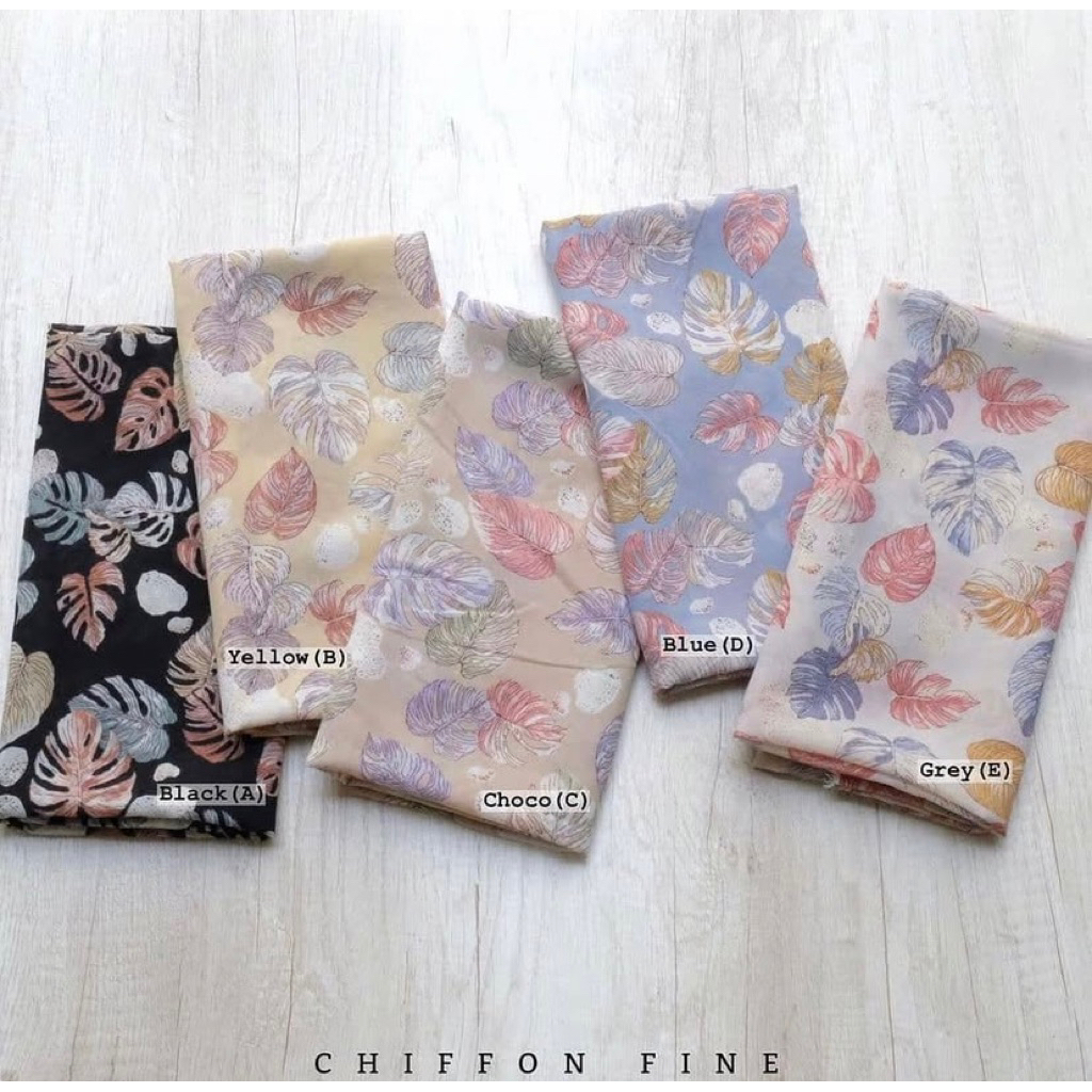 hijab motif daun pastel / hijab daily / hijab segiempat motif