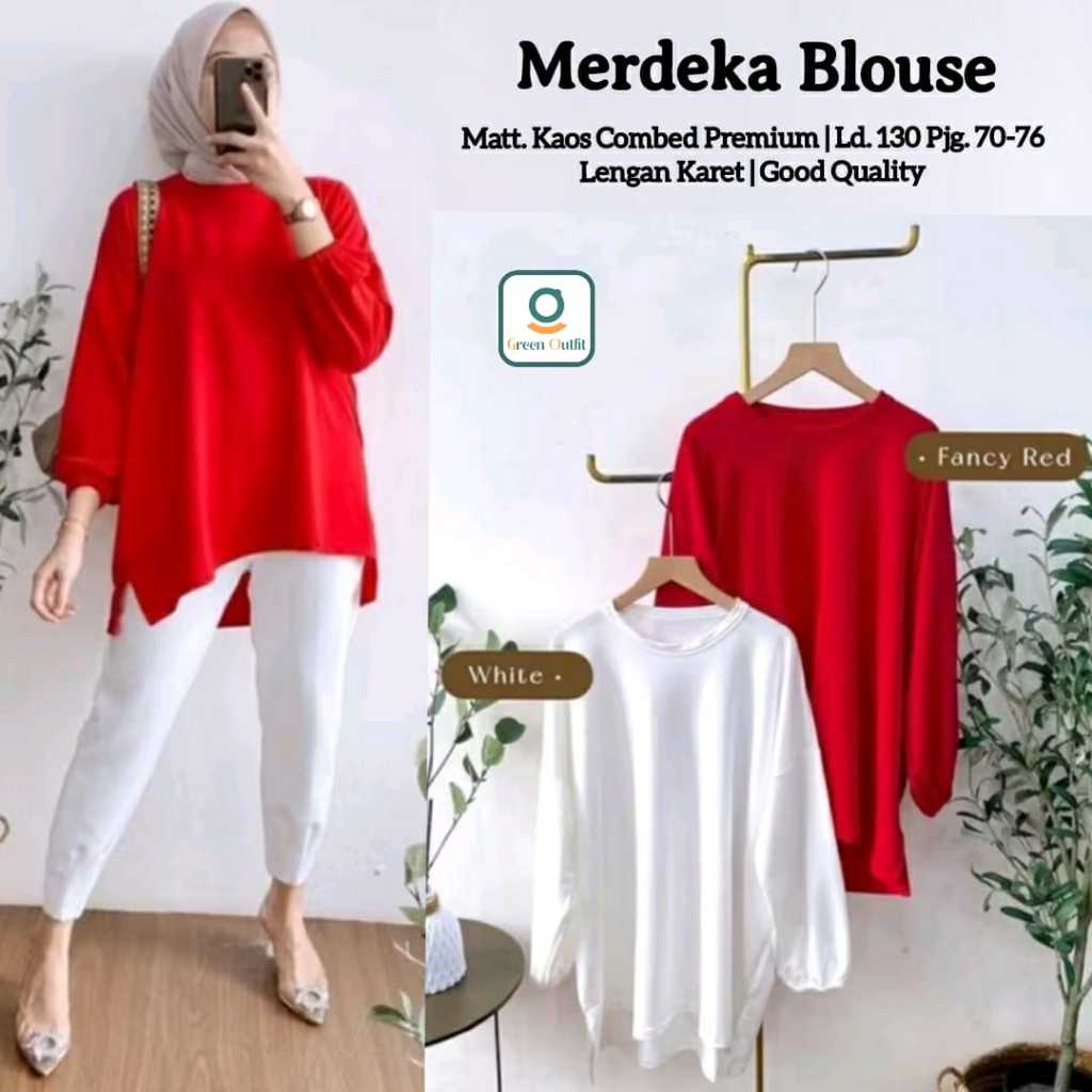 merdeka blouse atasan atasan merah putih wanita jumbo ld 130 matt kaos combed premium agustusan 2025