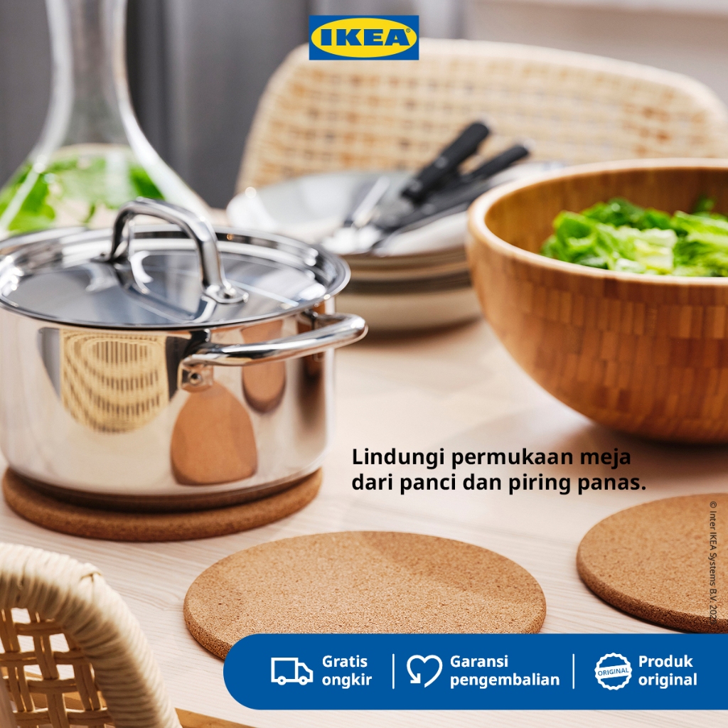 IKEA HEAT Alas Tatakan Panci Bahan Gabus 19cm Set Isi 3pcs