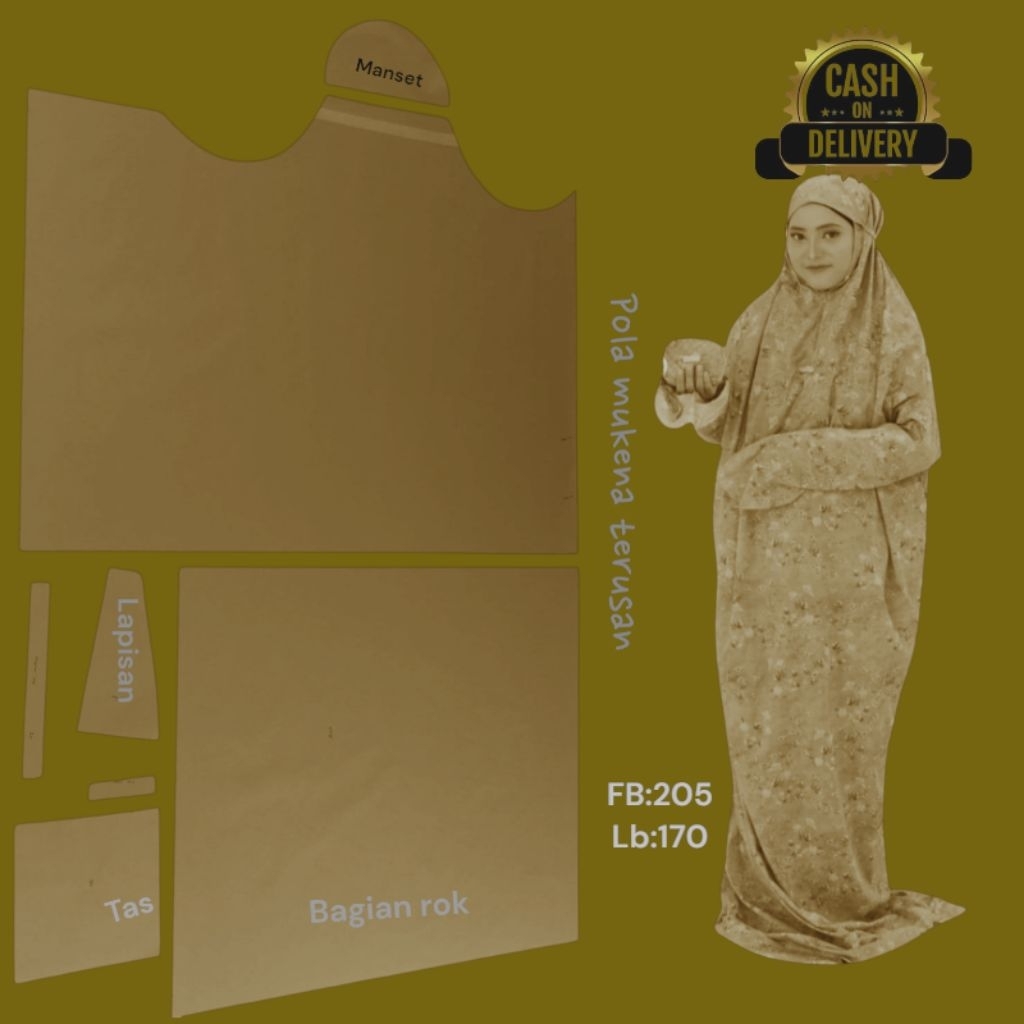 pola mukena terusan dewasa