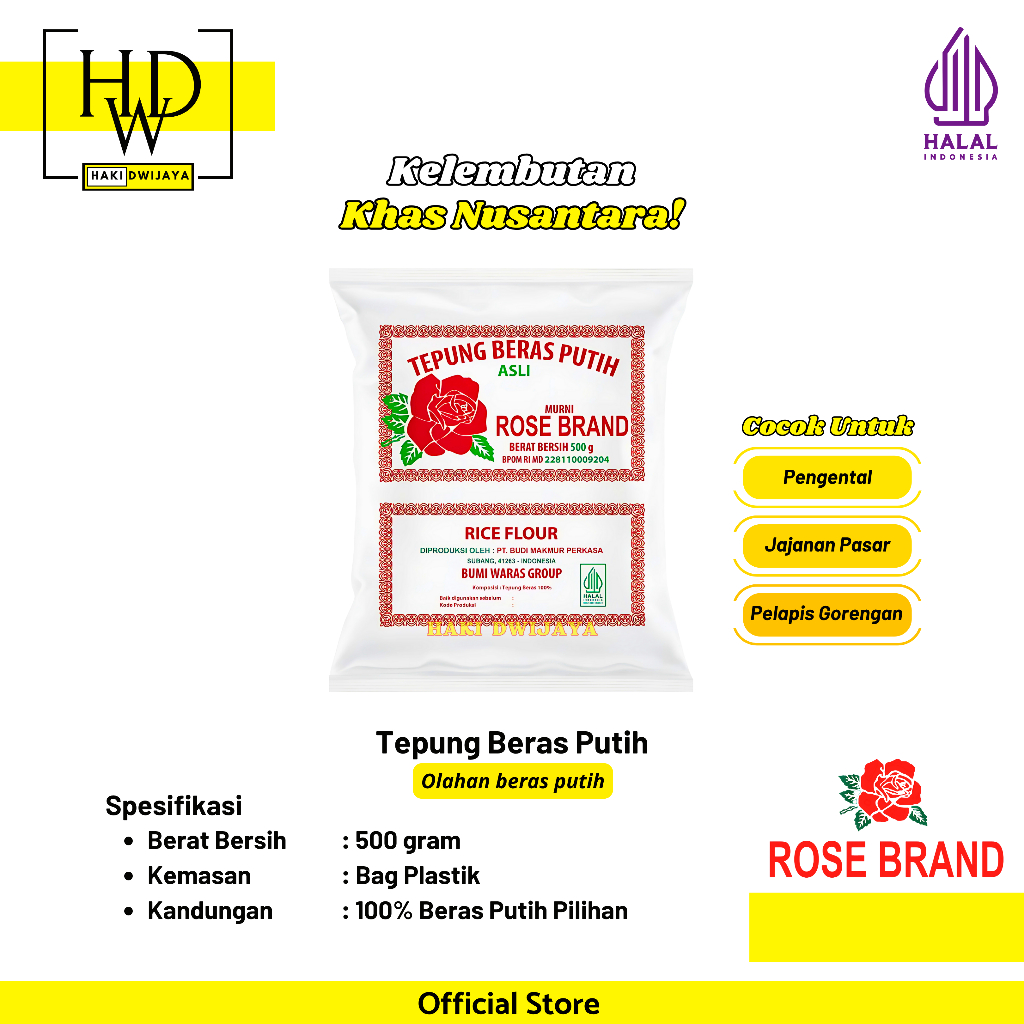 

[500gr] Rose Brand Tepung Beras Putih Halus Bersih