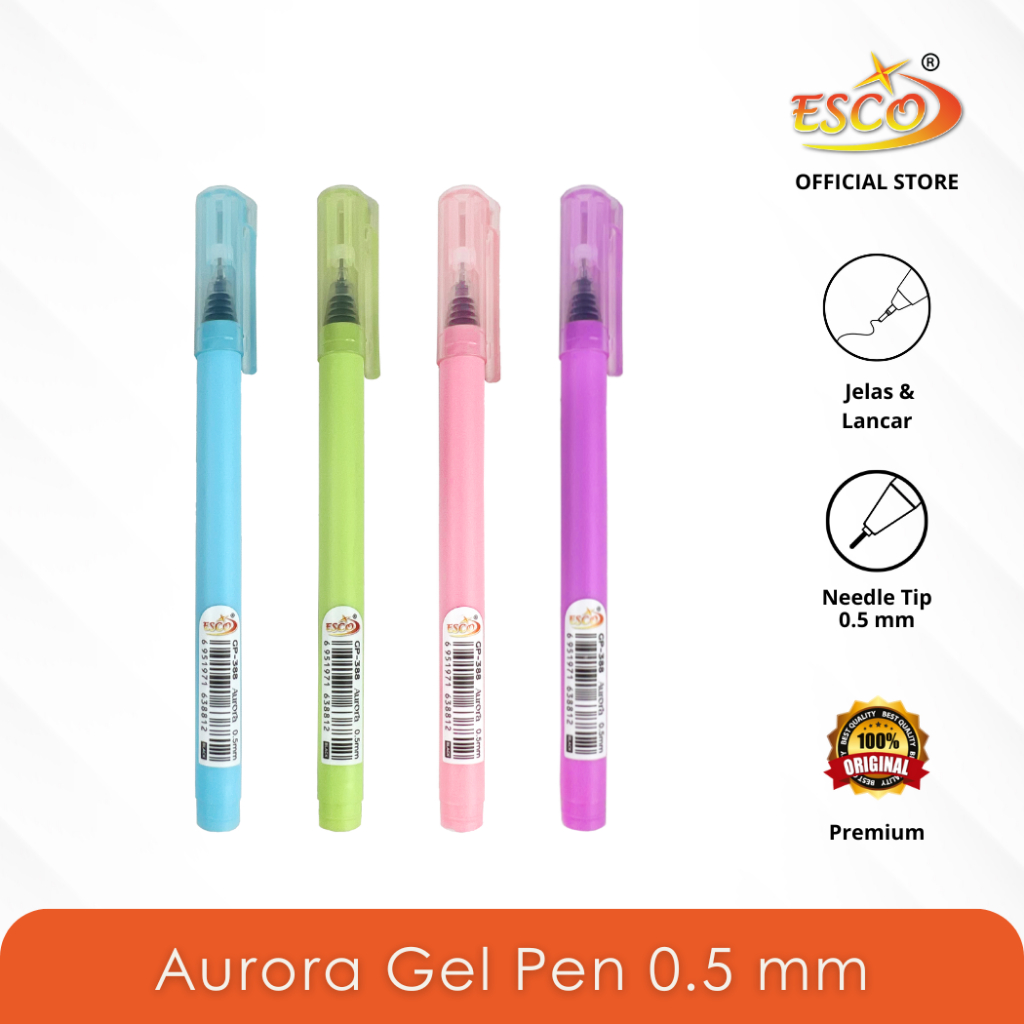 

Esco Aurora Gel Pen - Pulpen Gel 0.5 mm Tinta Hitam 12 Pcs (GP-388)