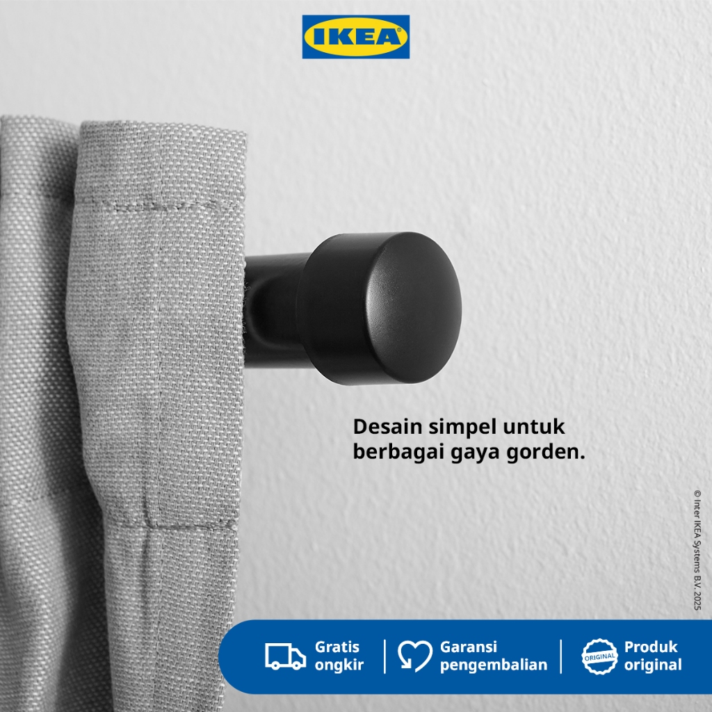 IKEA RAFFIG Finial Batang Gorden Hitam 1 Pasang