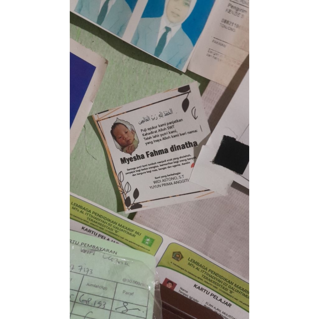 Kartu Nama Bayi / kartu bayi puputan