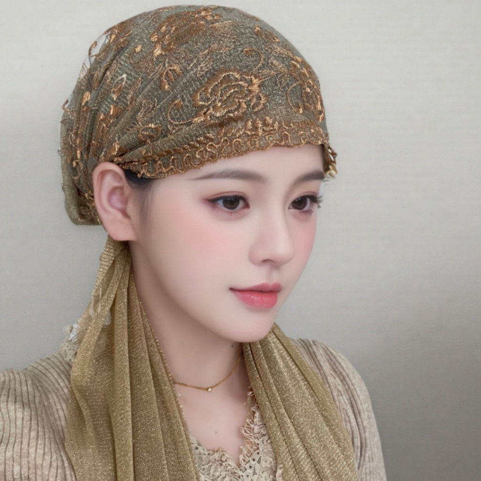 Premium Renda Lembut Adem Ciput Hijab Anti Budeg Anggun Bordir Turban Wanita Dalaman Jilbab Topi 140