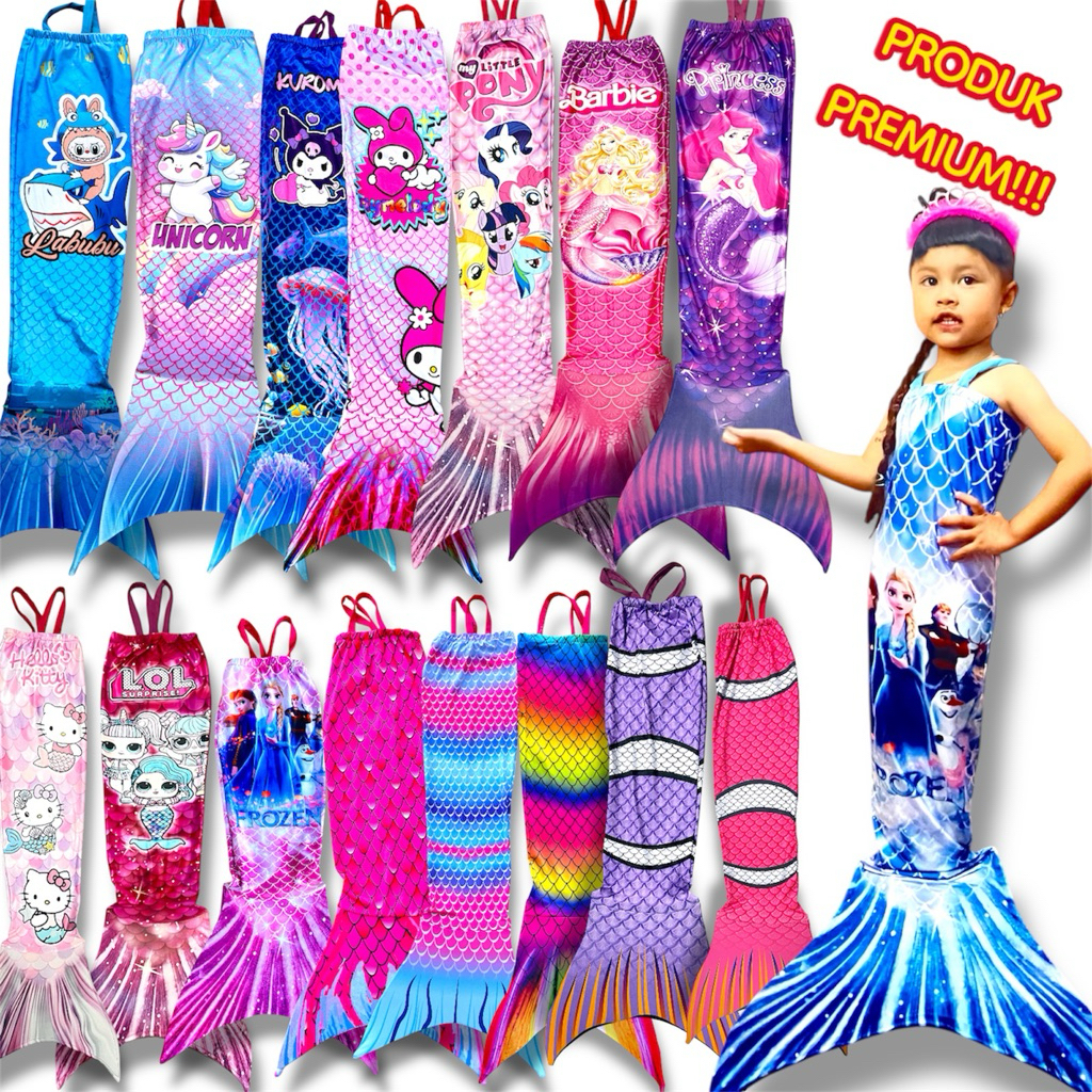 Kostum Mermaid Baju Mermaid Baju Duyung Baju Renang Ekor Mermaid Putri Duyung Anak Perempuan PREMIUM