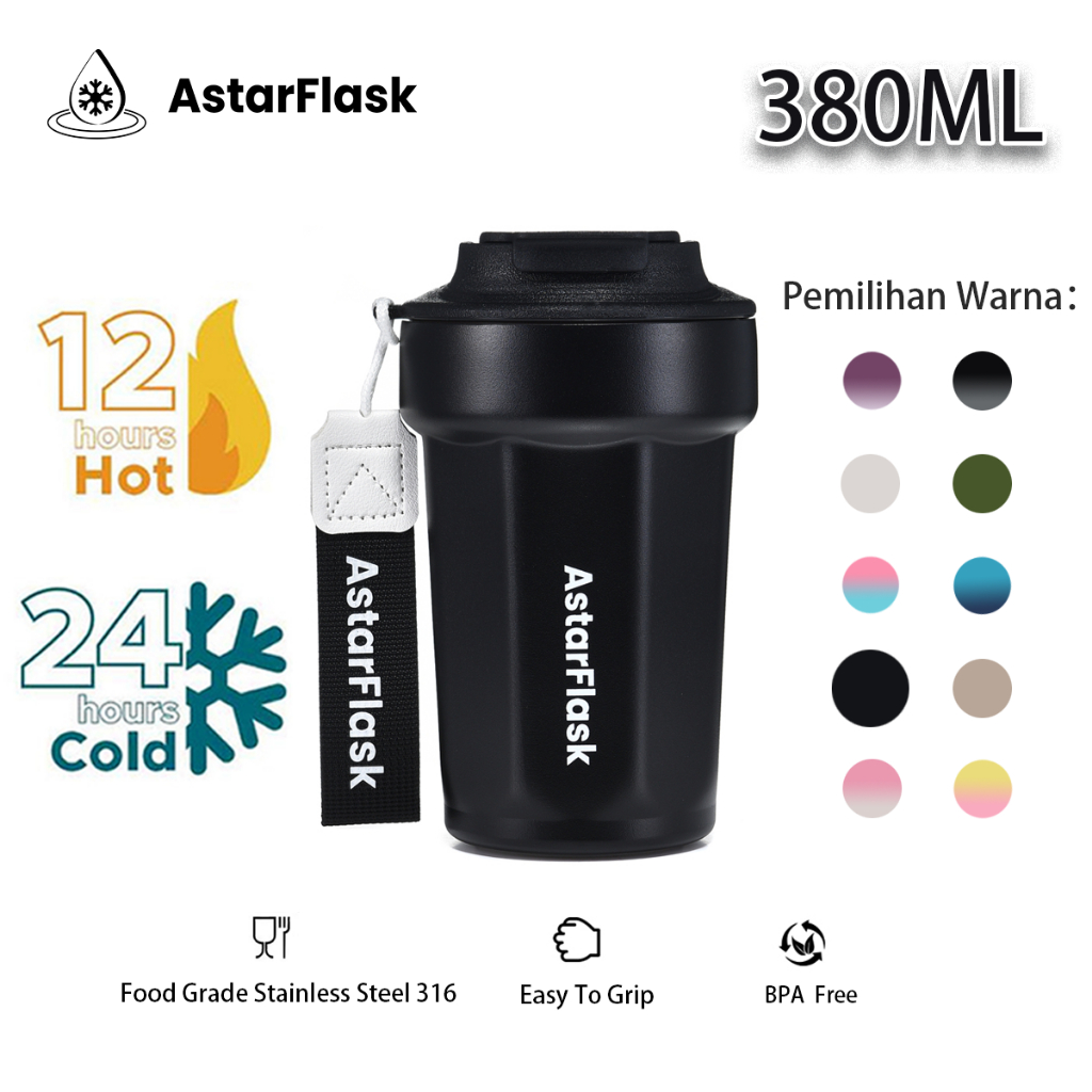 Astarflask Tumbler Stainless Botol Minum Tahan Panas Dan Dingin Tumbler Kopi 400ml Termos Air Panas