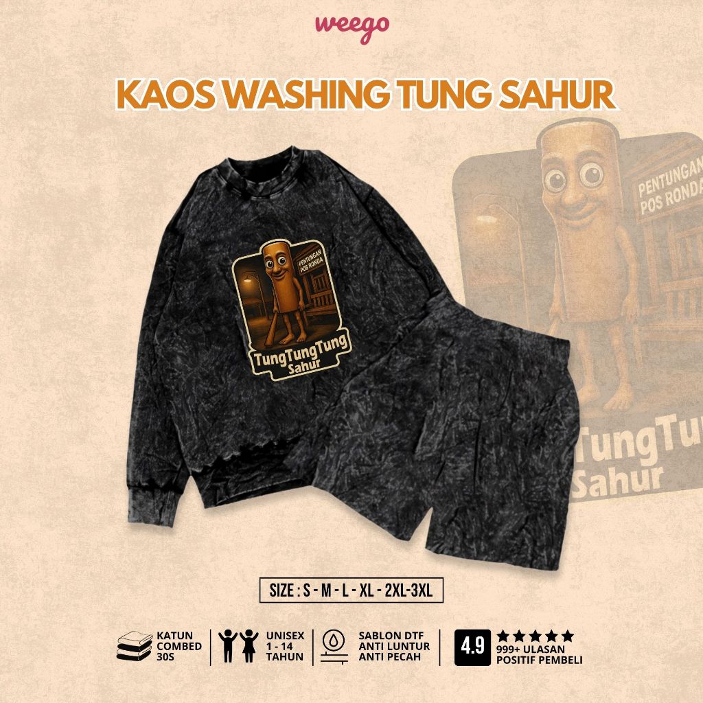 WEEGO - Setelan Kaos Anak Anomali Washing Lengan Panjang & Pendek Bisa Custom Nama - Setelan Kaos Le