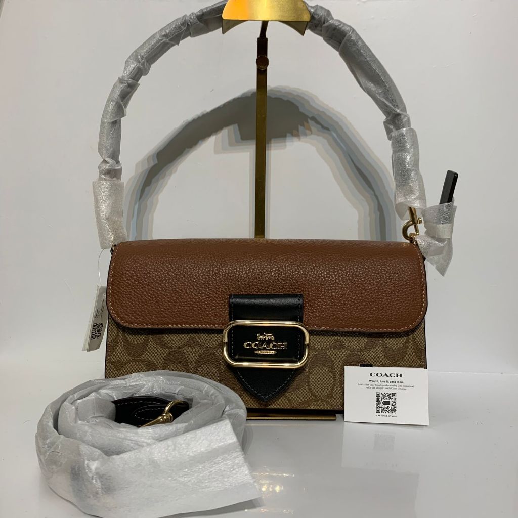 Tas Coach Morgan Shoulder Bag sign Khaki Multi NEW