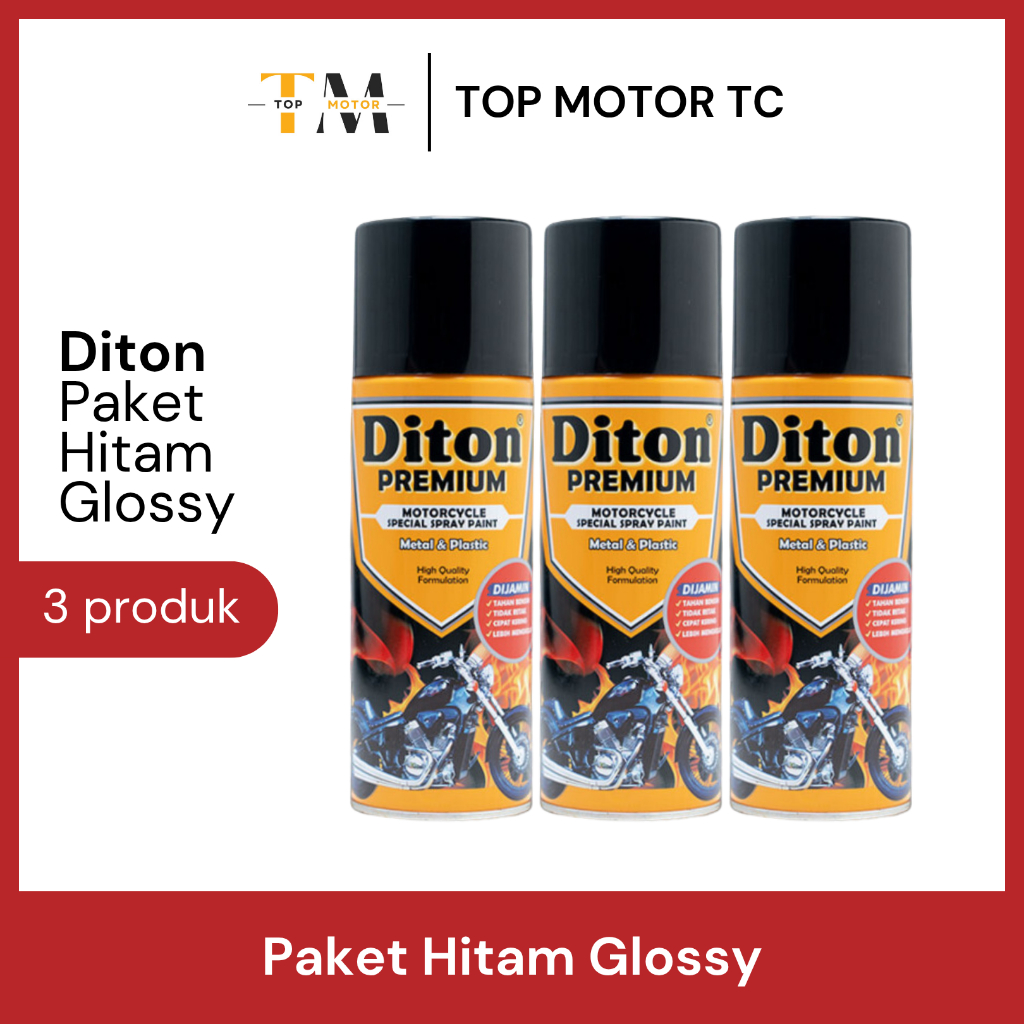 [PAKET] Cat Semprot Diton Premium Hitam Black Glossy (Epoxy + Hitam + Clear)