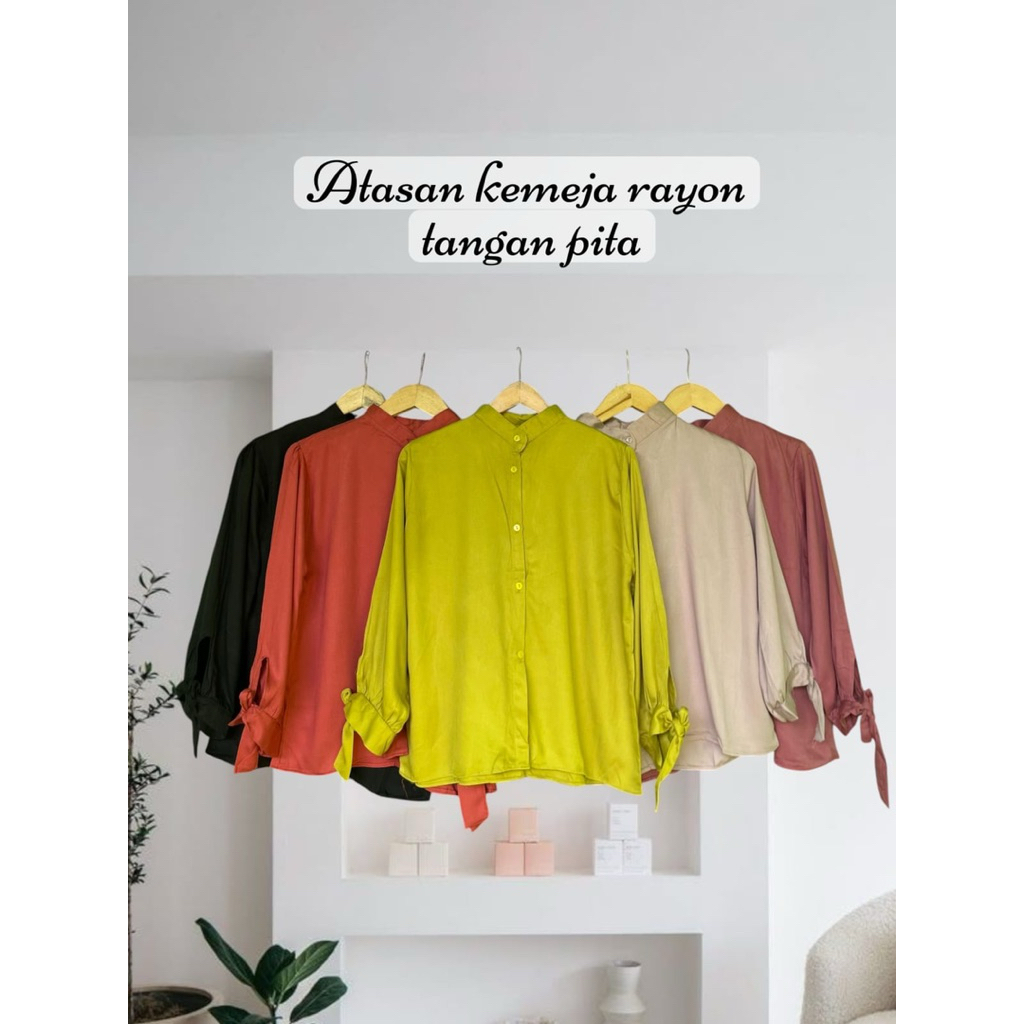 atasan blouse wanita lengan tali kemeja rayon twil premium