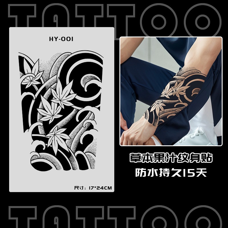 Pola hitam.Tato lengan.Tato semipermanent temporer tahan lama 1 bulan