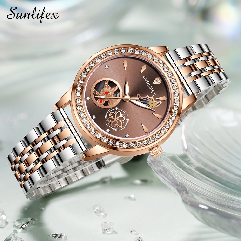 Sunlifex Jam Tangan Wanita Luminous Korea Elegan Casual Tali Paduan Jam Tangan Cewek E055