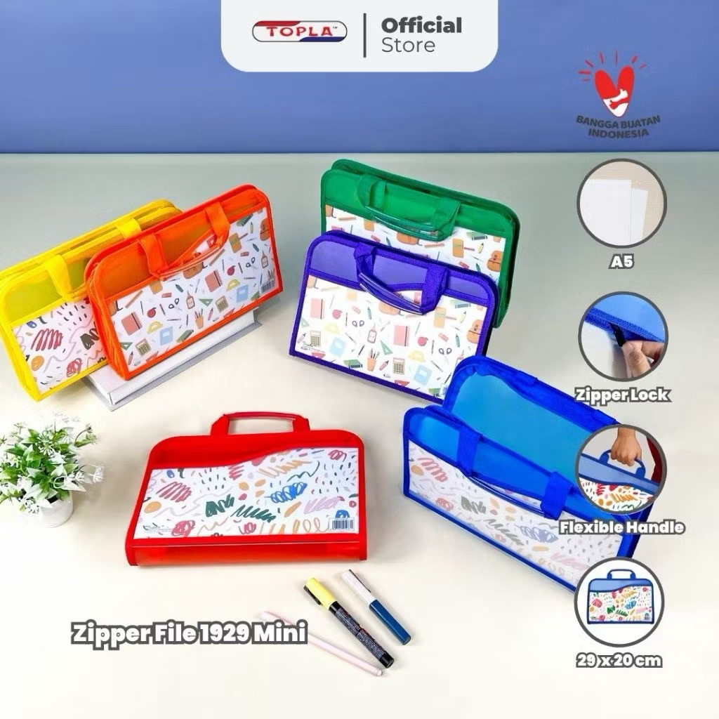 

TOPLA Map Zipper File Mini Resleting 1929 A5: Penyimpanan Berkas Kertas yang Praktis