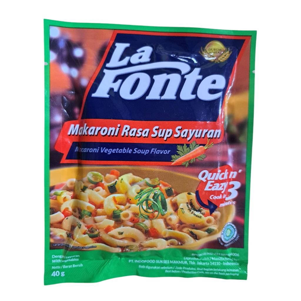 

La Fonte makaroni rasa sup sayuran 40gr