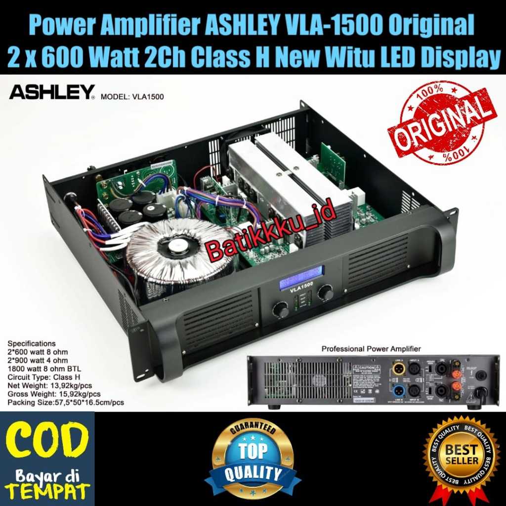 Power Amplifier ASHLEY VLA 1500 VLA1500 Origina Newl 2 x 600 Watt Class H 2Ch With LED Display