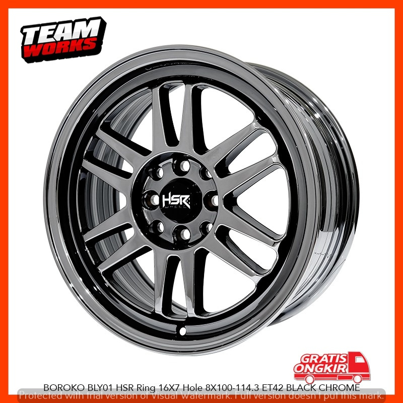 PAKETAN VELG MOBIL RING 16 BLACK CHROME VINFAST LIVINA CIVIC FD HSR BOROKO BLY01 LEBAR 7 PELK R16