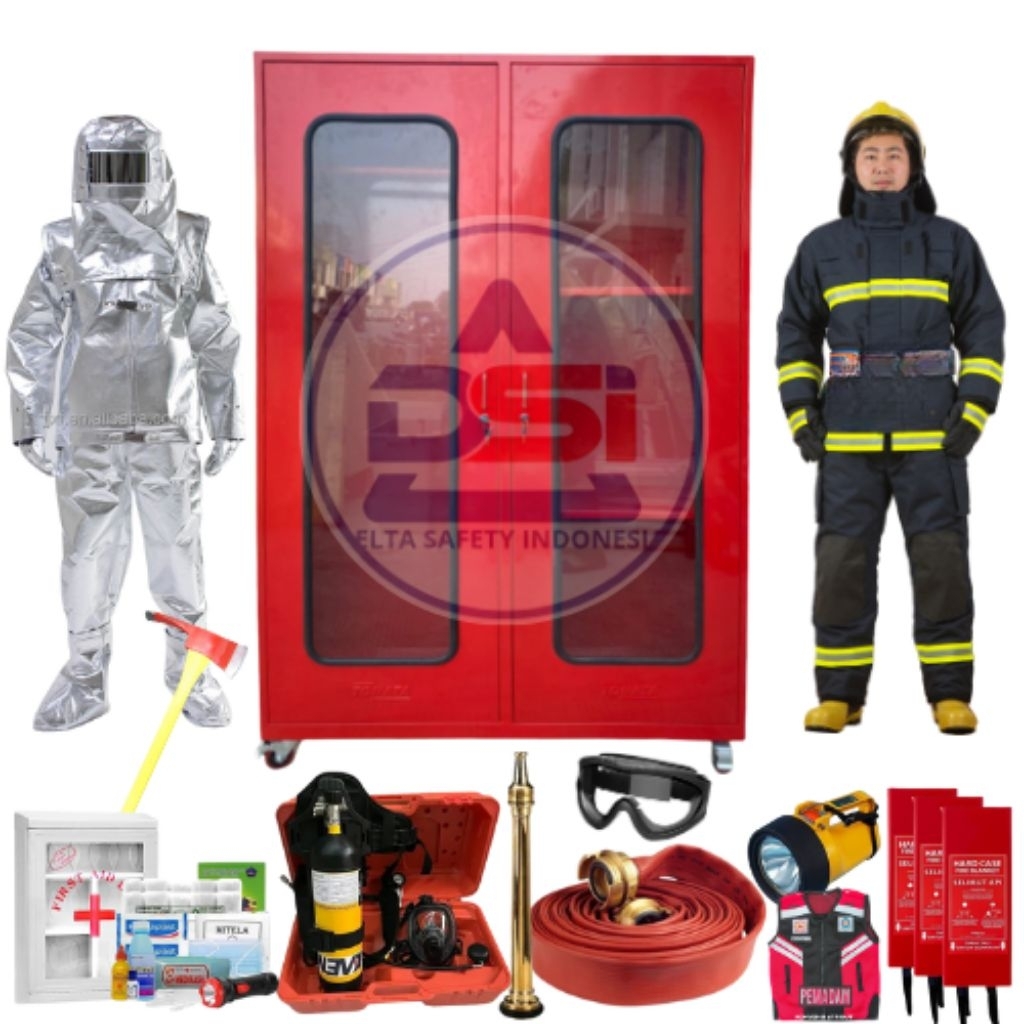 Fire Cabinet Full Set / Lemari APD Pemadam Kebakaran Lengkap Dengan Isi