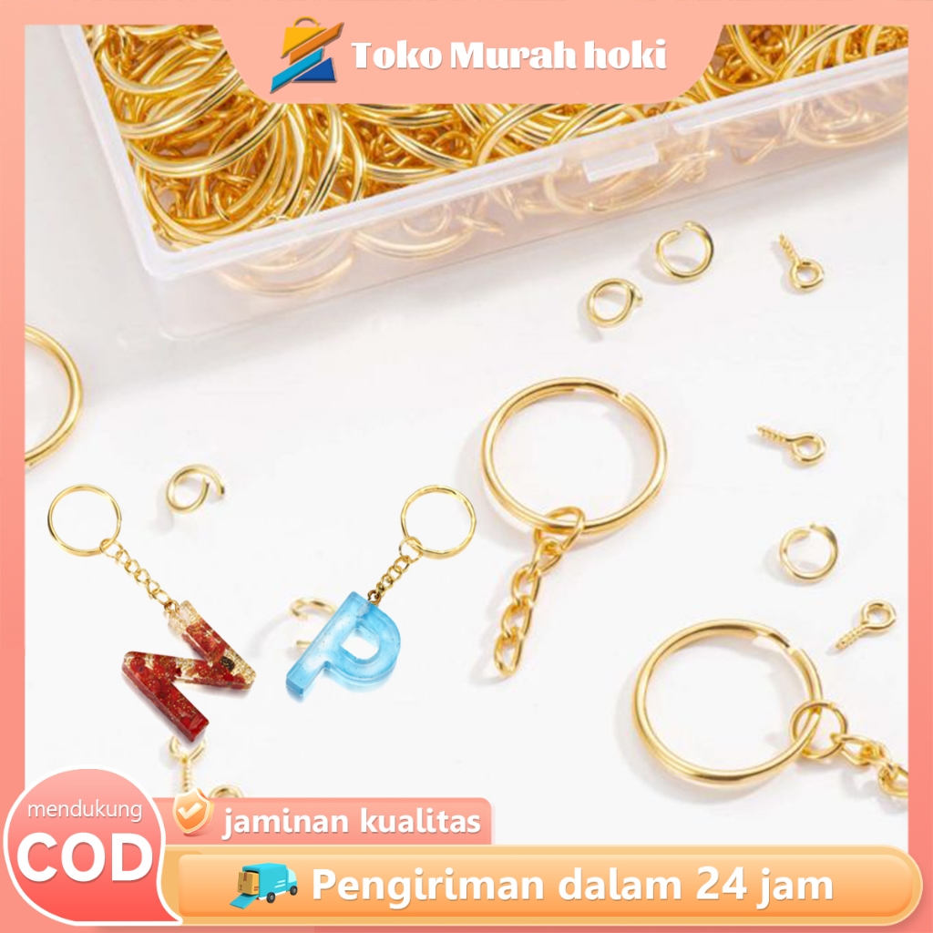 Ring Gantungan Kunci 50pcs Ring Keychain Ukuran 25mm Ring Ganci Gepeng Ring Gepeng Kunci Emas