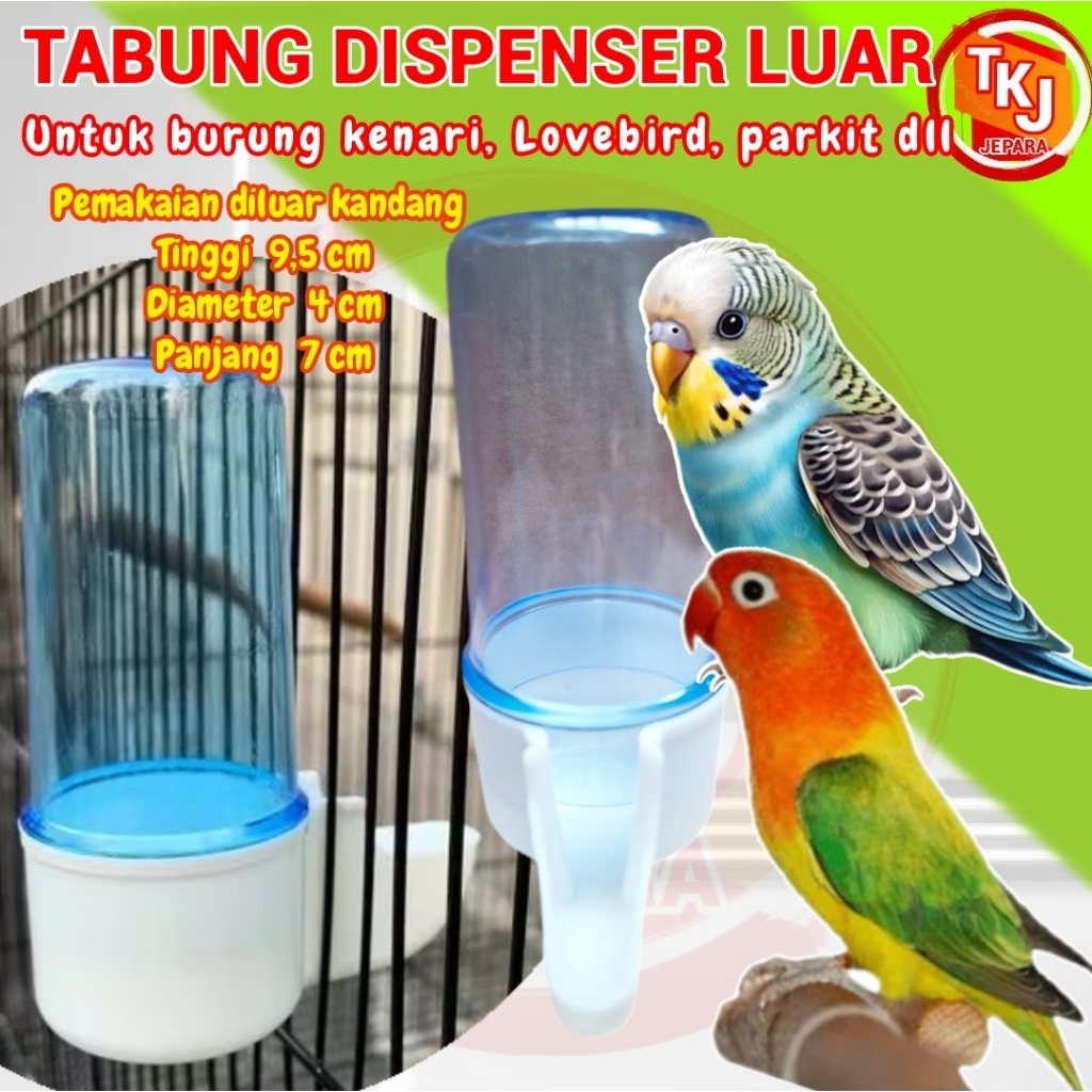 TABUNG DISPENSER ITALY WARNA PUTIH BIRU UNTUK BURUNG KENARI CEPUKLUAR WADAH MAKAN MINUM PAKAN KUALIT