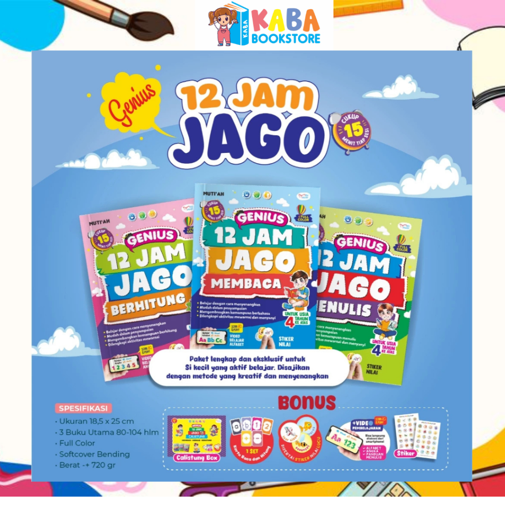 Buku Paket Genius 12 Jam Jago Calistung (Baca Tulis Hitung)