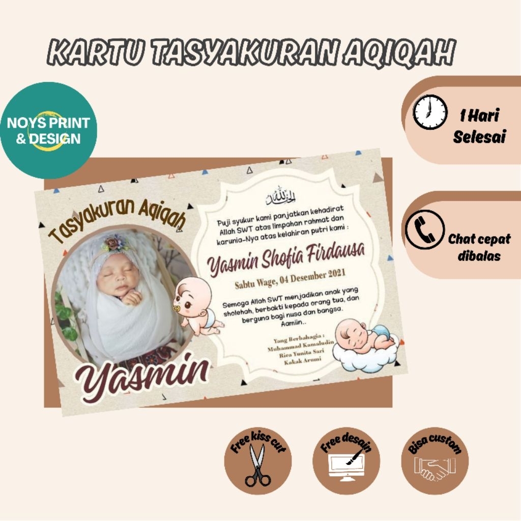Kartu tasyakuran aqiqah/kartu ucapan aqiqah