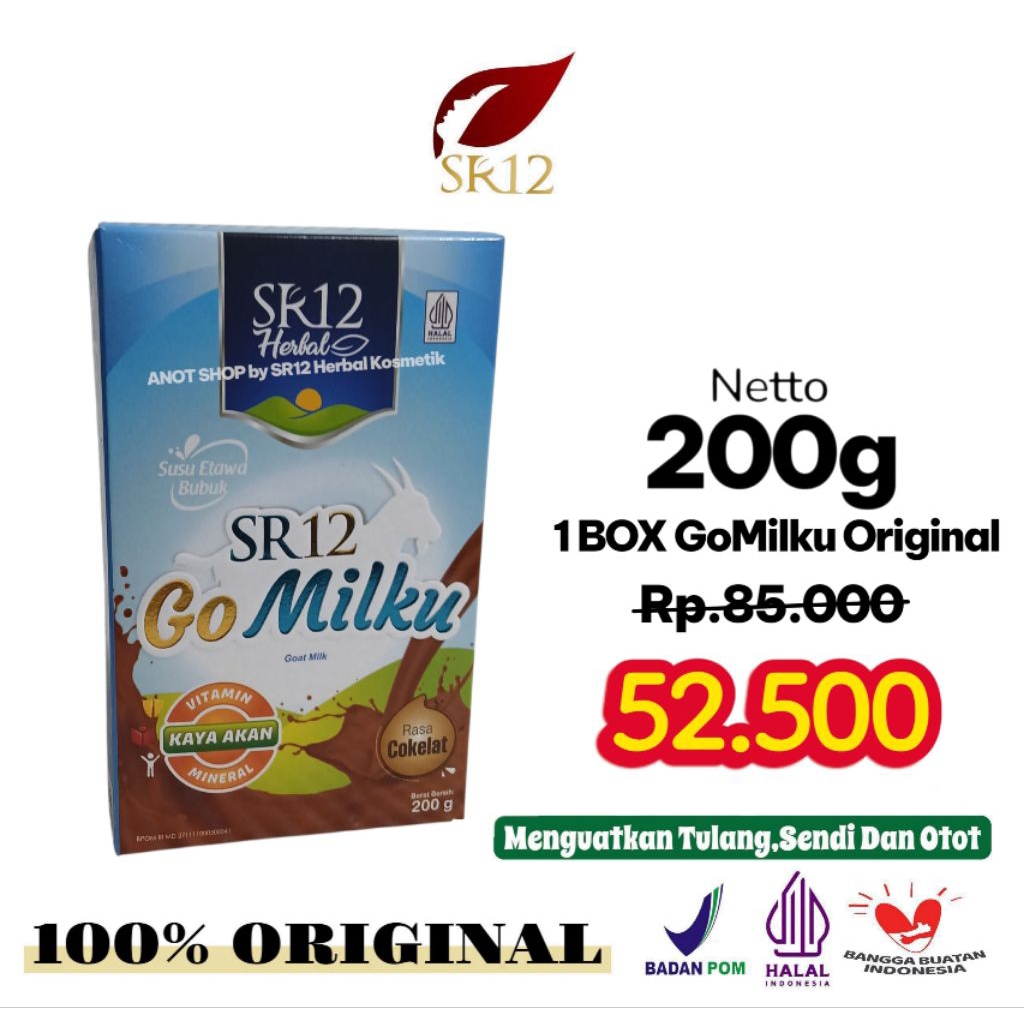 

Go Milku Cokelat SR12 Susu Kambing Etawa Asli BOX 200gr