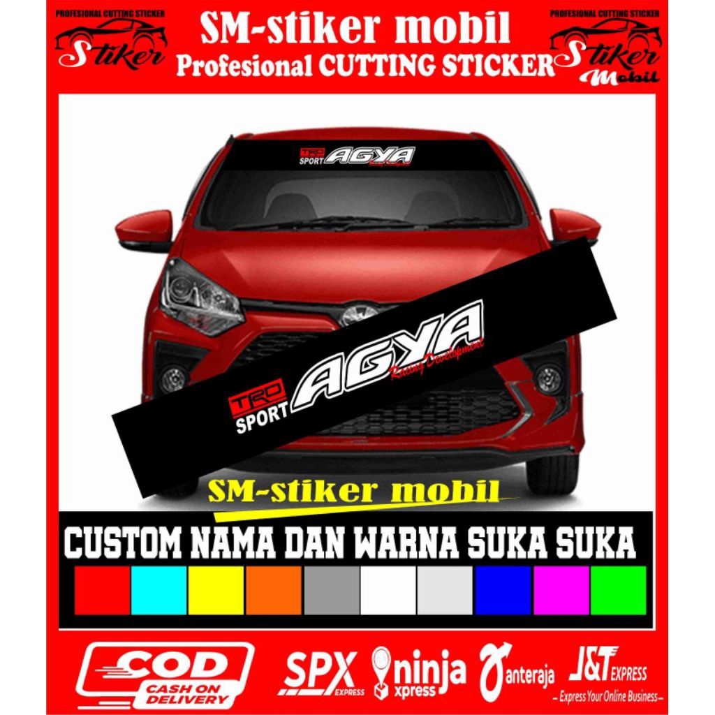 stiker kaca depan mobil agya dengan beground hitam