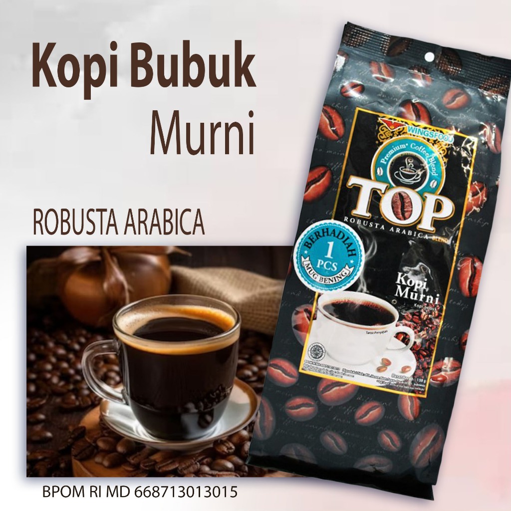 Kopi Bubuk TERLARIS Kopi bubuk murni Robusta arabica Top Kopi Murni Robusta Arabica 158gr Pouch Minu
