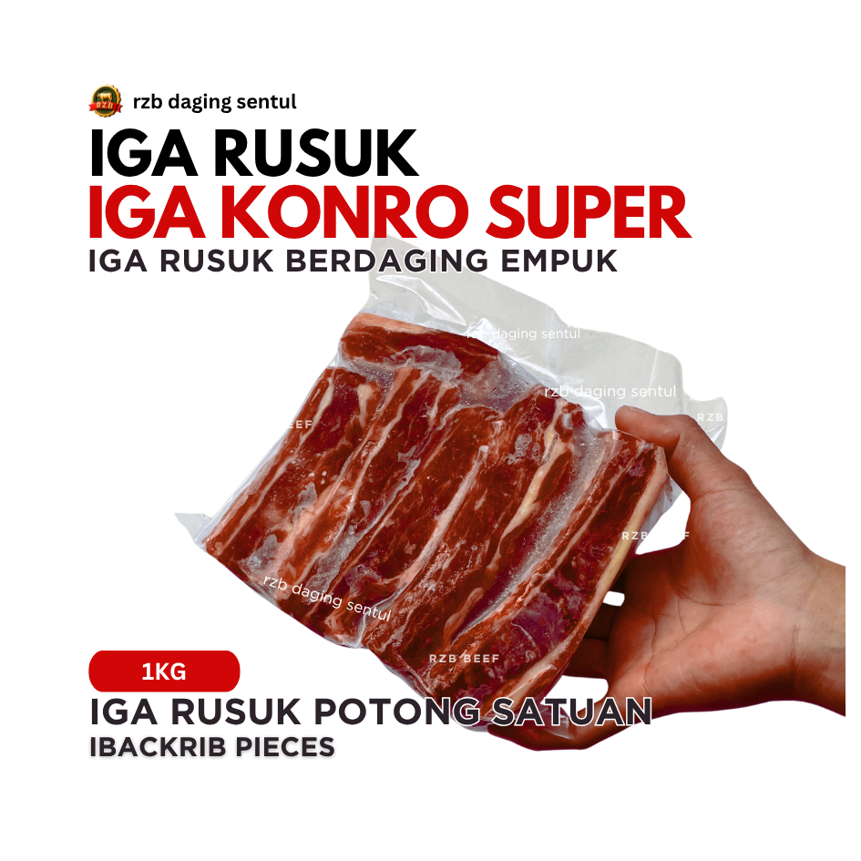 IGA SAPI KONRO - PANJANG @1KG | IGA RUSUK EMPUK | IGA DAGING | BACKRIB | iga daging empuk | bogor