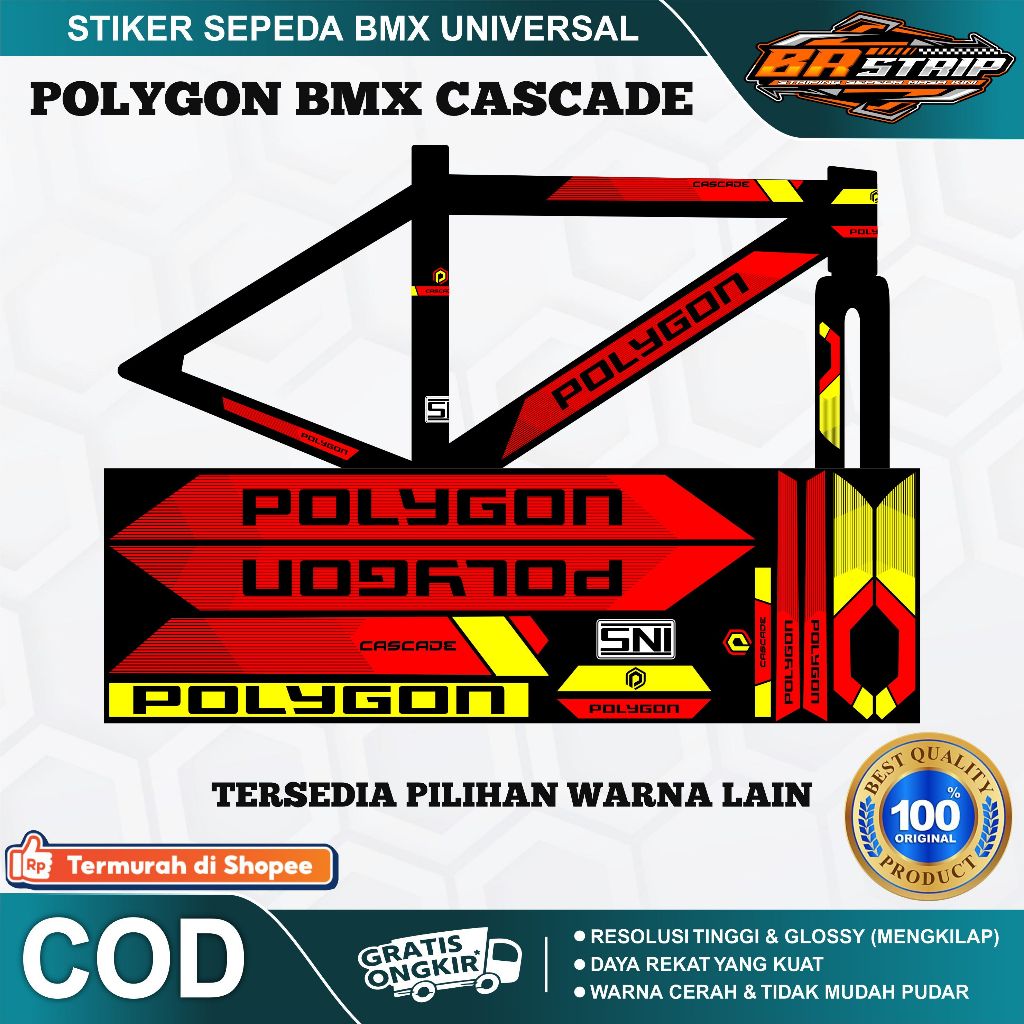 (COD) NEW stiker striping sepeda BMX polygon cascade 18 20 decal glossy lentur anti air