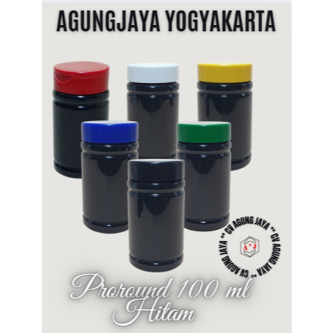 Botol Obat Proround 100 ml Hitam  / Botol 60 Kapsul / Centrum 60 / Botol Tablet / Botol Obat / Botol