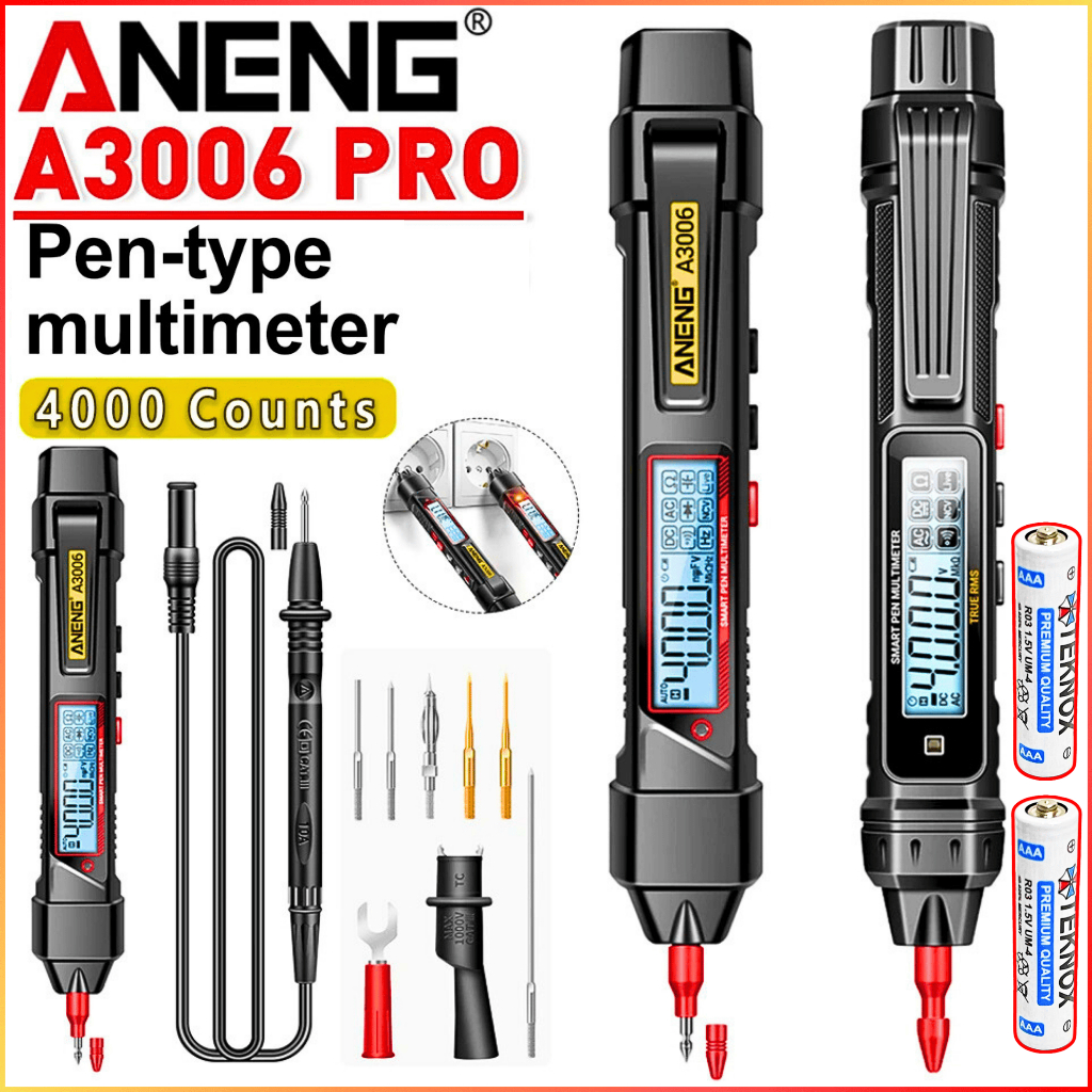 NEW COD ANENG A3006 Tespen Listrik Cek Kabel Putus Digital Multimeter 4000 Count + 2 PCS Baterai AAA