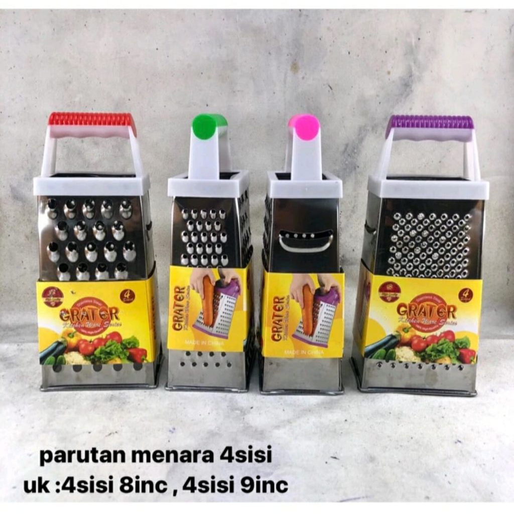 PARUTAN MENARA 4 SISI PARUTAN KEJU SAYUR BUAH BENTUK MENARA SERBAGUNA STAINLESS