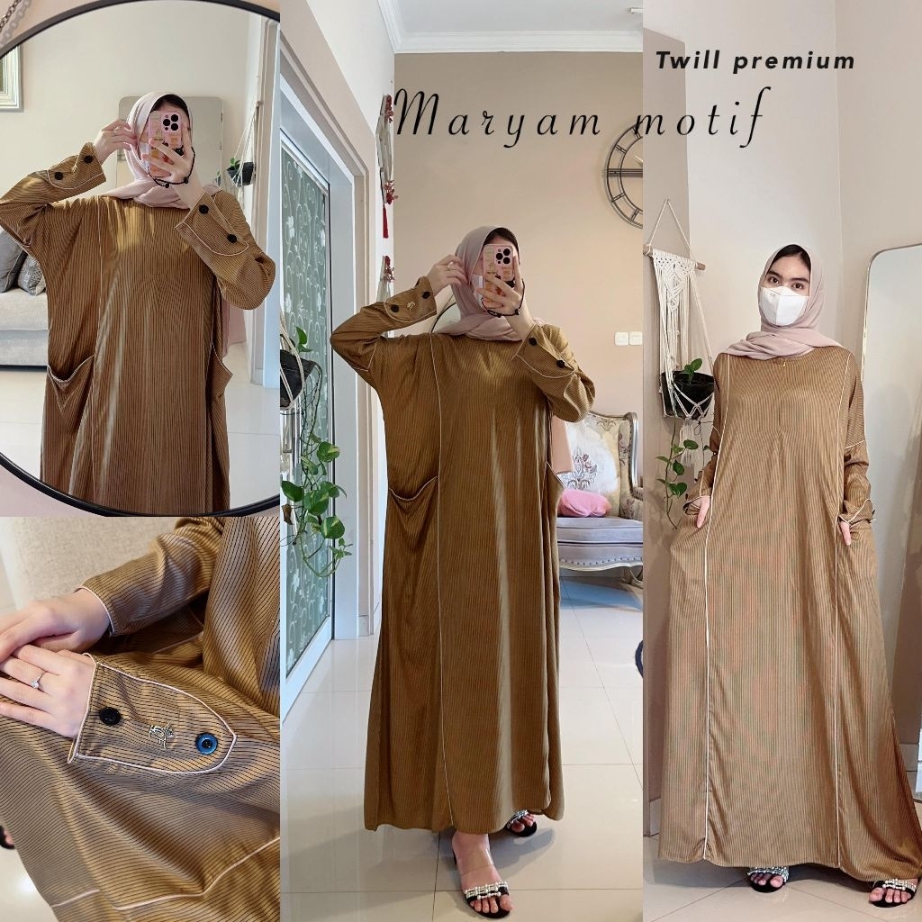 Maryam motif salur by Fairuz Dress Gamis Setelan muslimah