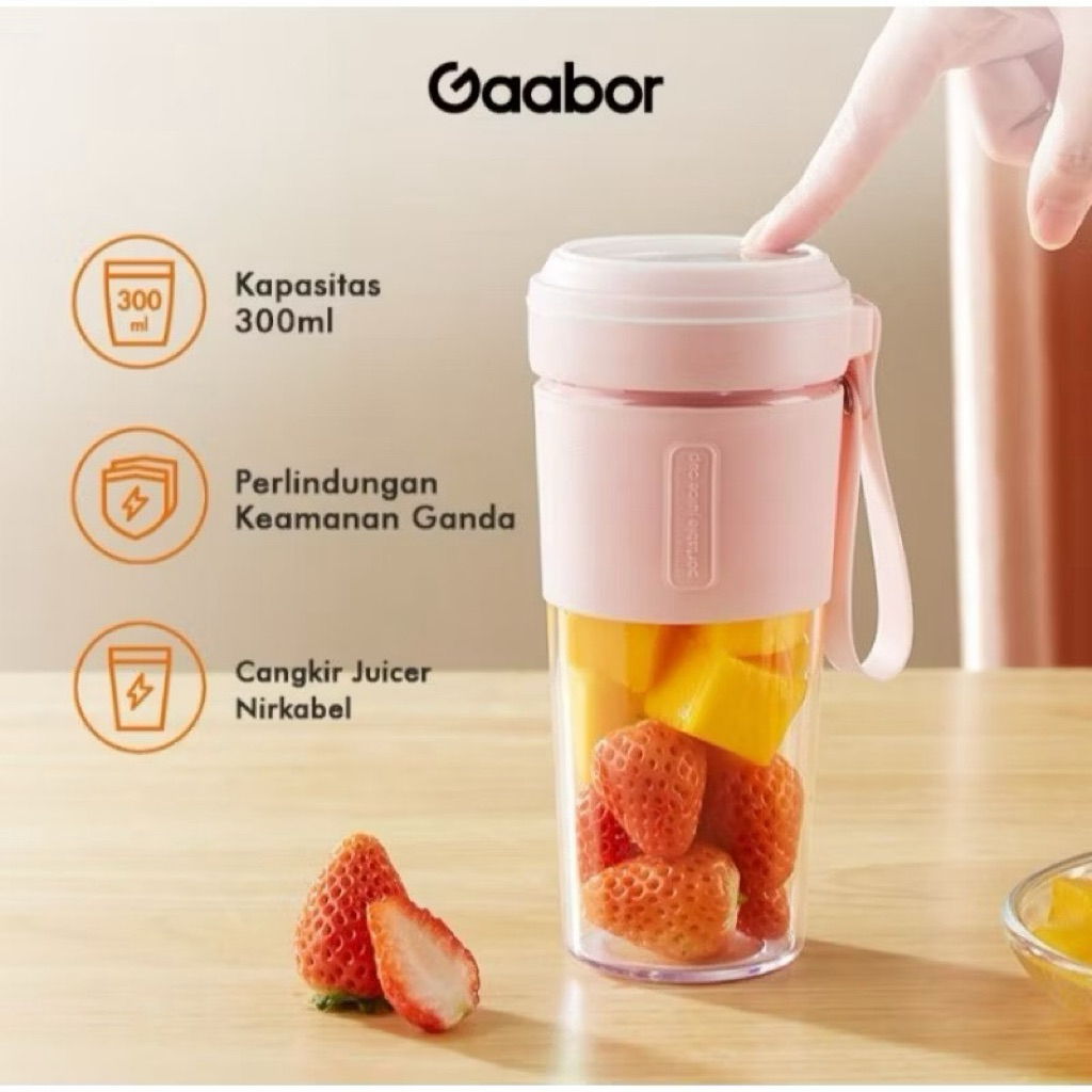 Blender Portable Mini Recharger / Juicer Portable Hijau Pink- GAABOR FP3E-GN01A
