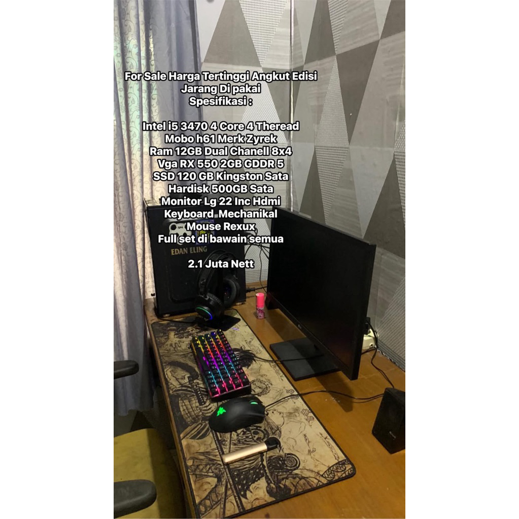 PC GAMINH RAKITAN INTEL I5 3470