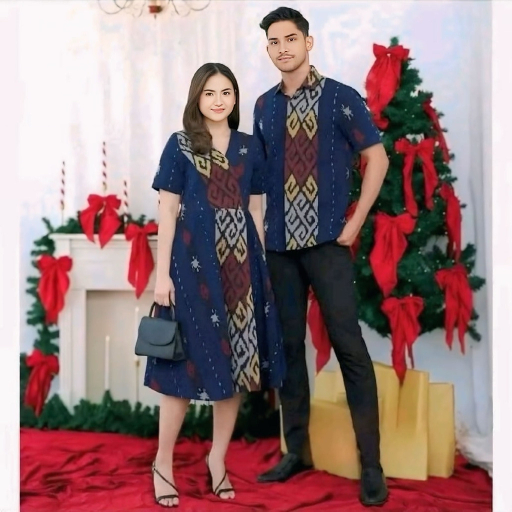 (READY STOK)Enigma Dress Casual Lengan Pendek Dress Natal Dress Pesta Kondangan Mewah Couple Natal K