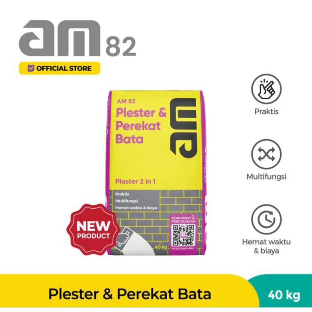 AM 82 Semen Plaster Screed dan Perekat Bata 40Kg